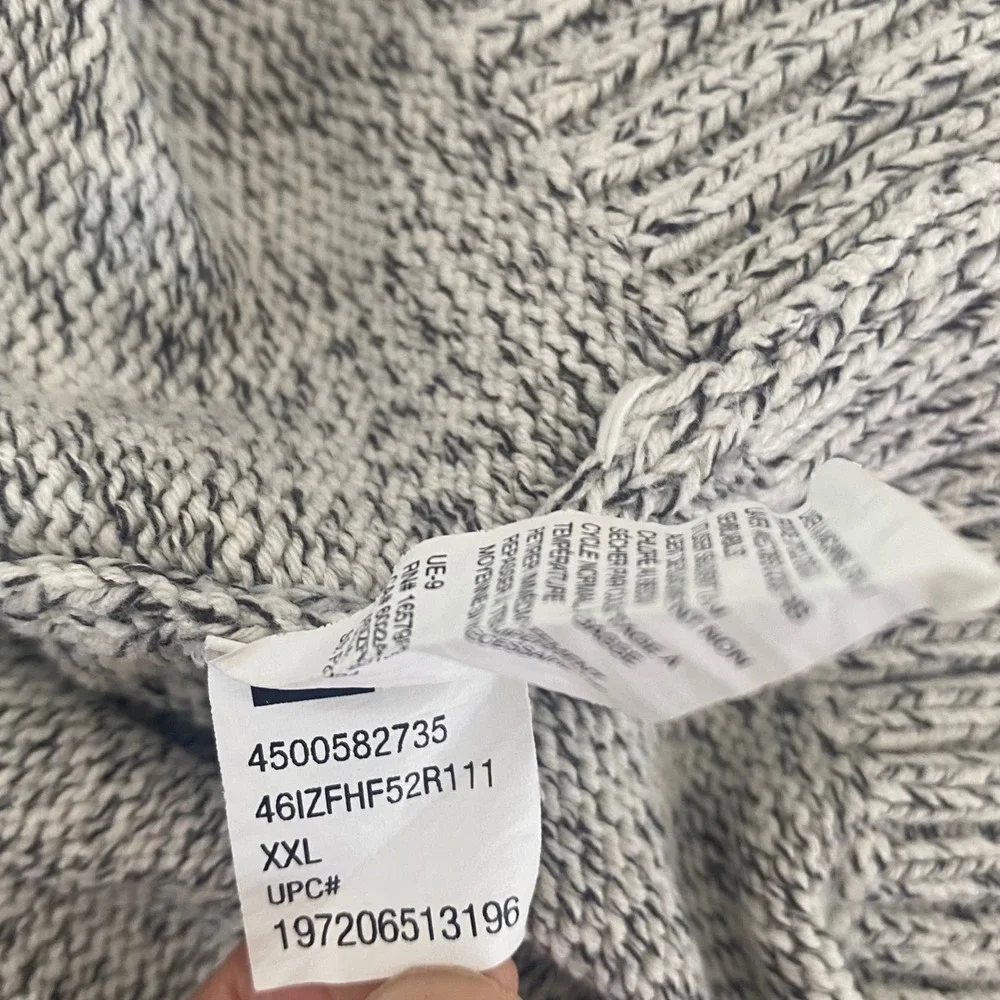 IZOD Sweater Mens XXL Grey Marled Shawl Neck Button Pullover Knit Grandpa Core
